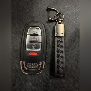 OEM Audi Smart Key Fob Remote w/ Black Braided Leather Keychain